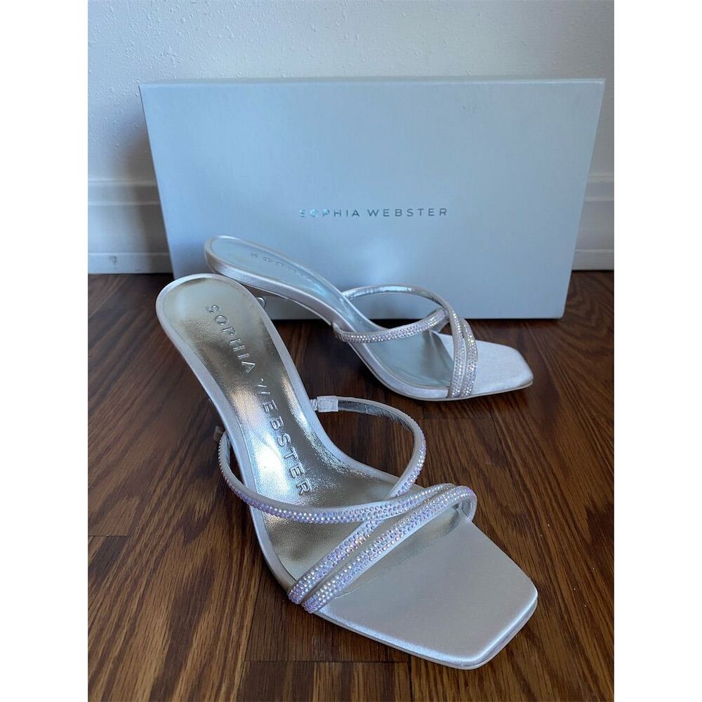 Sophia Webster Silver Heart-Stack Heel Strappy Sandals - Wifey For Lifey - Picture 4 of 10